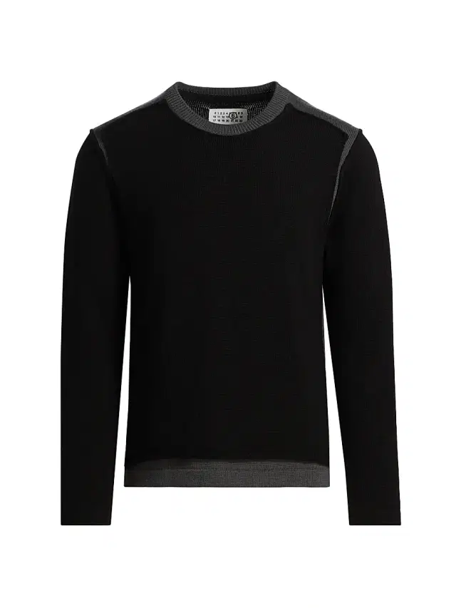 MM6 Maison Margiela Men's Wool Crewneck Sweater - Black Dark Grey