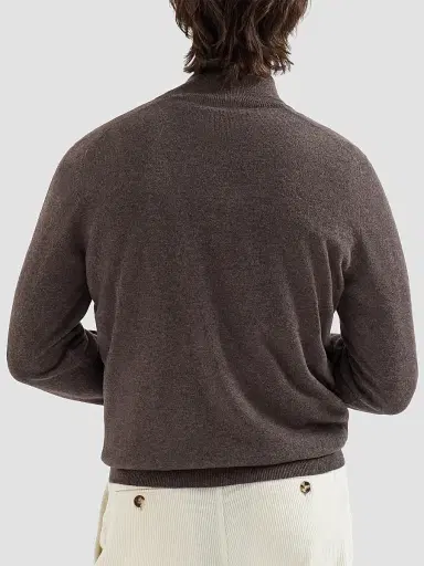 Brunello Cucinelli Men's Cashmere Sweater with Half Zip - Brown - Size 52 | Thumbnail 3 Brunello Cucinelli Men's Cashmere Sweater with Half Zip - Brown - Size 52 | Thumbnail 3