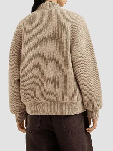 Brunello Cucinelli Women's Cashmere English Rib Knit Bomber Jacket with Thermore Padding | Thumbnail 3 Brunello Cucinelli Women's Cashmere English Rib Knit Bomber Jacket with Thermore Padding | Thumbnail 3