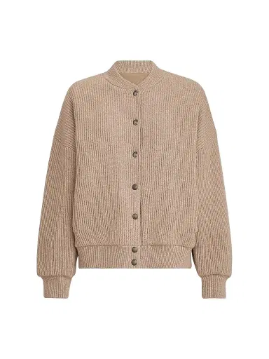 Brunello Cucinelli Women's Cashmere English Rib Knit Bomber Jacket with Thermore Padding | Thumbnail 1 Brunello Cucinelli Women's Cashmere English Rib Knit Bomber Jacket with Thermore Padding | Thumbnail 1