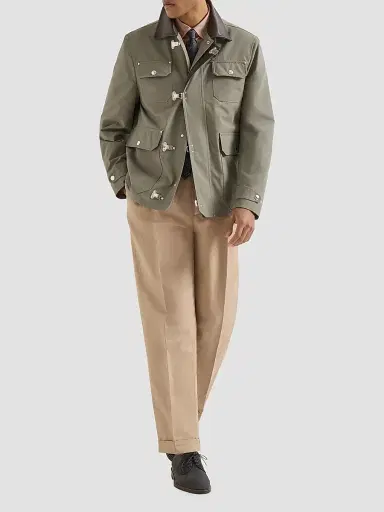 Brunello Cucinelli Men's Garment Dyed Easy Fit Shirt in Cotton Twill | Thumbnail 6 Brunello Cucinelli Men's Garment Dyed Easy Fit Shirt in Cotton Twill | Thumbnail 6