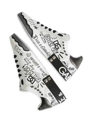 Dolce & Gabbana Men's Graffiti Patchwork Leather Low-Top Sneakers - Scritte Corona Nera - Size 13 | Thumbnail 5