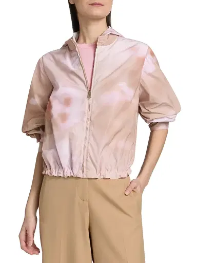 Fabiana Filippi Women's Abstract Floral Taffeta Hooded Jacket - Memento Rosae - Size 8 | Thumbnail 3
