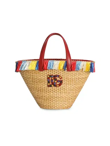 Dolce & Gabbana Girl's DG Fringe-Trimmed Straw Bag | Thumbnail 1 Dolce & Gabbana Girl's DG Fringe-Trimmed Straw Bag | Thumbnail 1