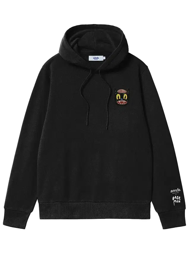 Arrels Barcelona Men's Small Cat Cotton Hoodie - Black