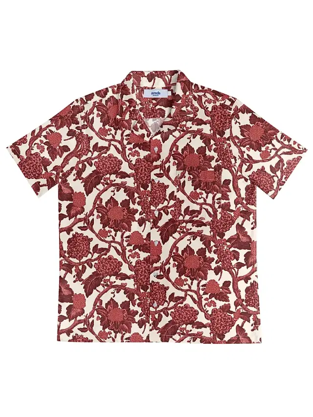Men's Floral Regular-Fit Camp Shirt - Red