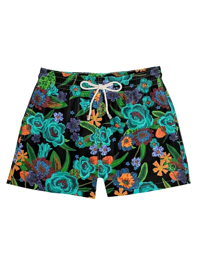 Arrels Barcelona Men's Painterly Floral Regular-Fit Swim Shorts - Black