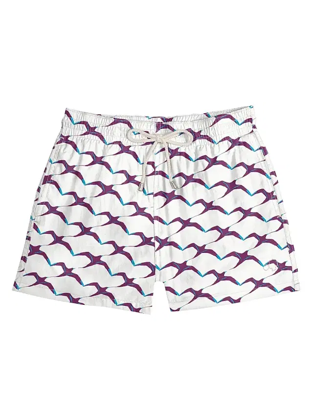 Arrels Barcelona Men's White Birds Swim Shorts - White