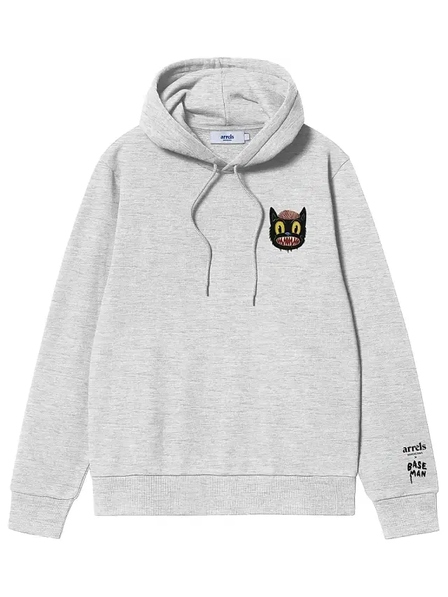 Men's Small Cat Cotton Hoodie - Gray