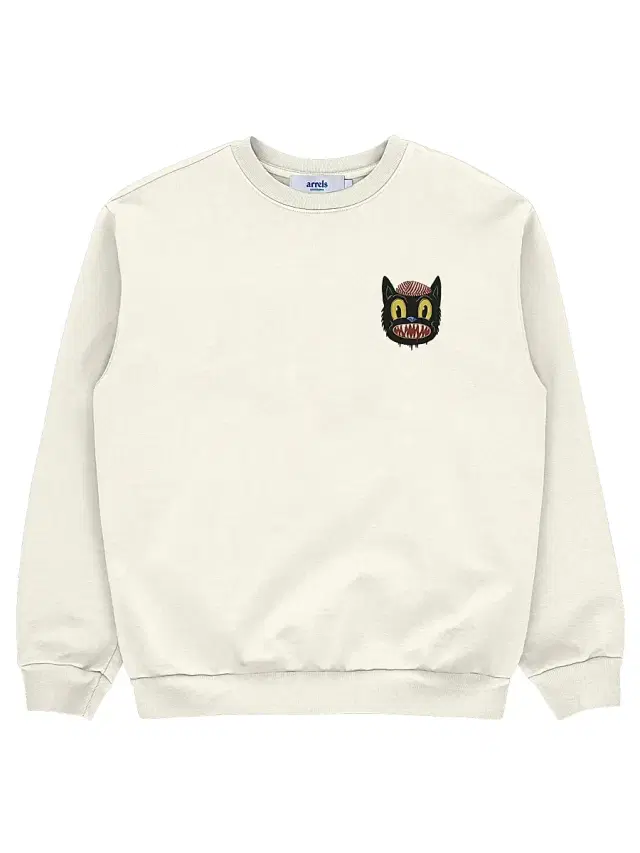 Arrels Barcelona Men's Small Cat Graphic Cotton Sweatshirt - Off White