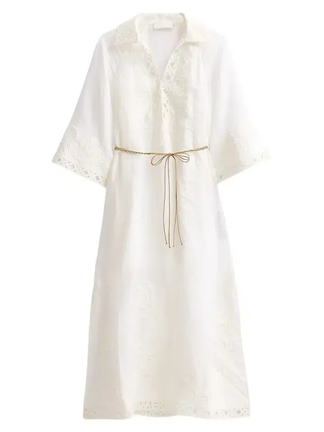 Zimmermann Women's Indra Embroidered Belted Midi Dress -