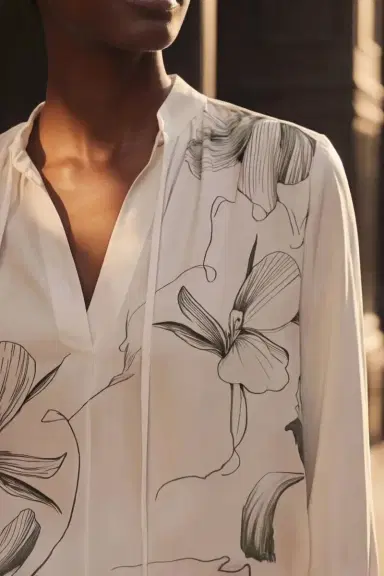 Jason Wu Collection SHADOW FLORAL SILK TWILL TIE NECK BLOUSE | Thumbnail 2 Jason Wu Collection SHADOW FLORAL SILK TWILL TIE NECK BLOUSE | Thumbnail 2