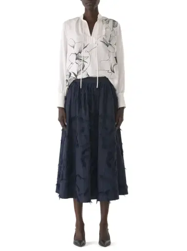Jason Wu Collection SHADOW FLORAL SILK TWILL TIE NECK BLOUSE | Thumbnail 3 Jason Wu Collection SHADOW FLORAL SILK TWILL TIE NECK BLOUSE | Thumbnail 3