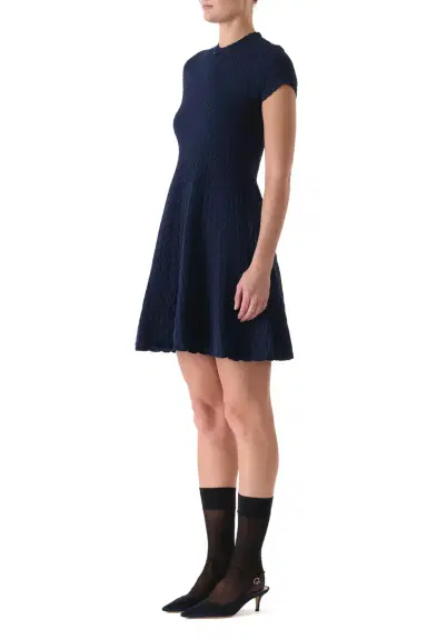 Jason Wu Collection SHORT SLEEVE CABLE KNIT FIT AND FLARE DRESS | Thumbnail 3