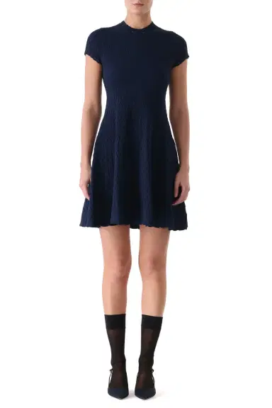 Jason Wu Collection SHORT SLEEVE CABLE KNIT FIT AND FLARE DRESS | Thumbnail 1