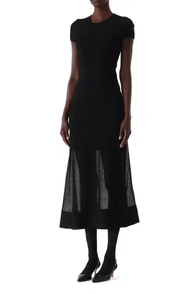 Jason Wu Collection SHORT SLEEVE DROP WAIST LAYERED KNIT DRESS | Thumbnail 3