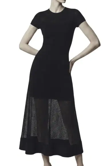 Jason Wu Collection SHORT SLEEVE DROP WAIST LAYERED KNIT DRESS | Thumbnail 1