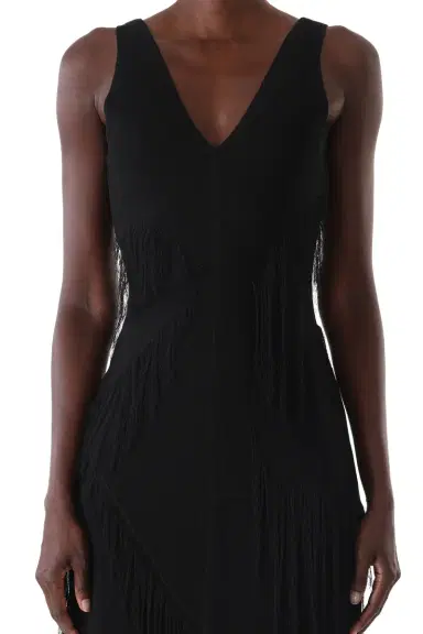Jason Wu Collection V-NECK FRINGE KNIT MIDI DRESS WITH SLIP | Thumbnail 5
