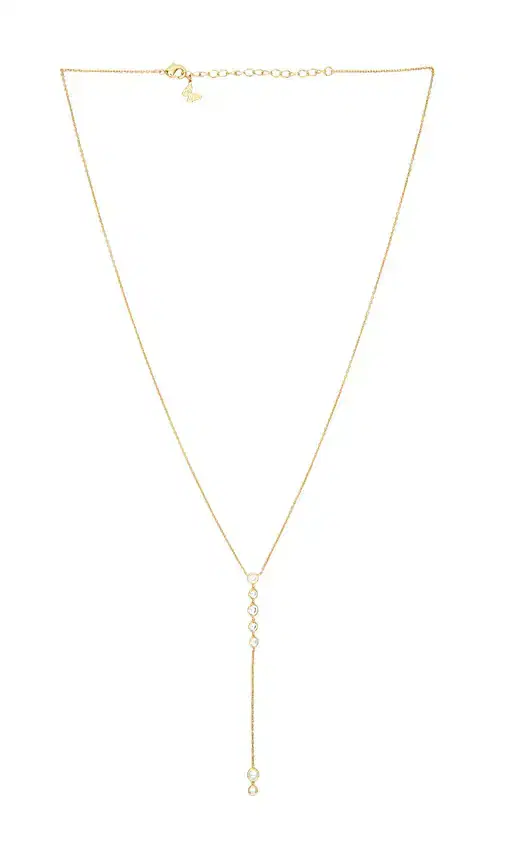 By Adina Eden Multi Bezel Stone Drop Lariat Necklace