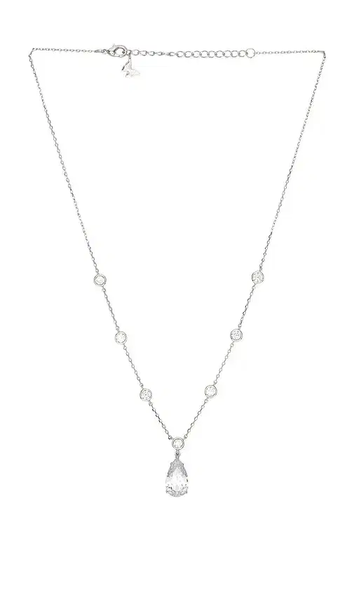 By Adina Eden Fancy Cz Pear Drop Bezel Chain Necklace