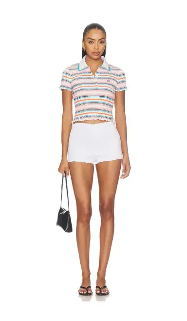 Casablanca Stripe Shirred Polo Top | Thumbnail 4 Casablanca Stripe Shirred Polo Top | Thumbnail 4