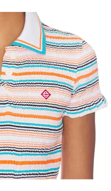 Casablanca Stripe Shirred Polo Top | Thumbnail 5 Casablanca Stripe Shirred Polo Top | Thumbnail 5