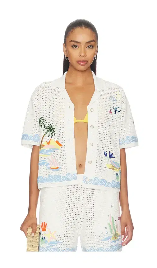 Casablanca Oasis Crochet Beach Shirt