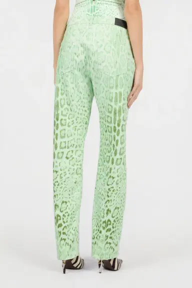 Roberto Cavalli Cotton Denim with Jaguar Mint Print | Thumbnail 3 Roberto Cavalli Cotton Denim with Jaguar Mint Print | Thumbnail 3