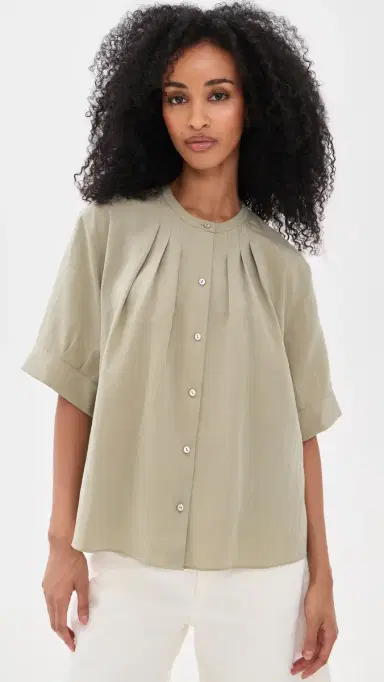Vince A-Line Gathered Shirt alted Moss | Thumbnail 2