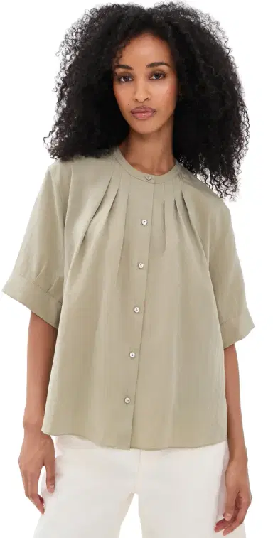 Vince A-Line Gathered Shirt alted Moss | Thumbnail 1