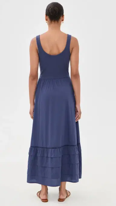 Marine Layer Lexi Rib Knit Woven Mix Dress Navy | Thumbnail 3 Marine Layer Lexi Rib Knit Woven Mix Dress Navy | Thumbnail 3