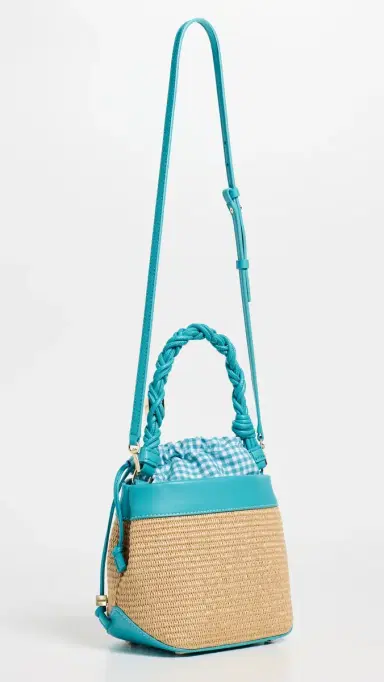 Ganni Bou Raphia Bucket Bag Scuba Blue One Size | Thumbnail 4