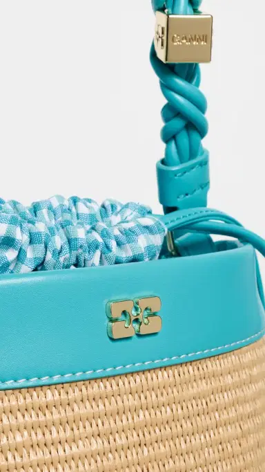 Ganni Bou Raphia Bucket Bag Scuba Blue One Size | Thumbnail 5