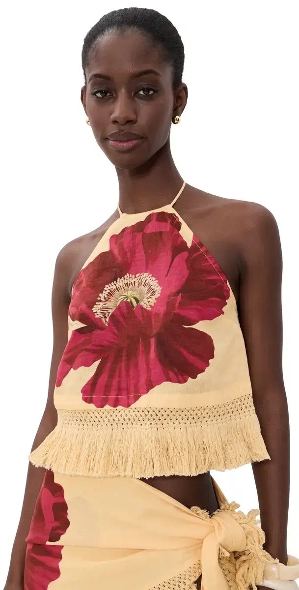 Fringe Blouse Poppy Flowers