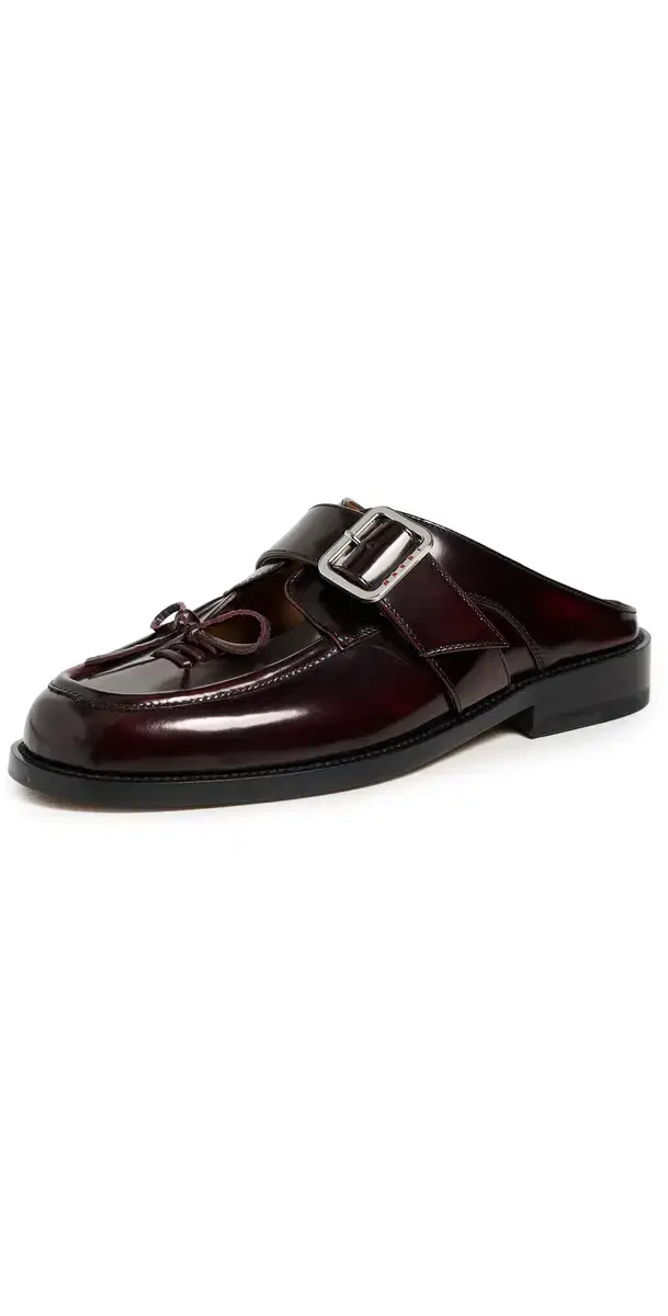 Marni Sabot Calfskin Loafers Black/Bordeaux