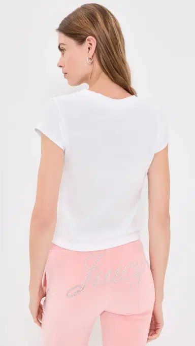 Sporty & Rich x Juicy Couture Emblem Essentials Tee White/Rose S | Thumbnail 3