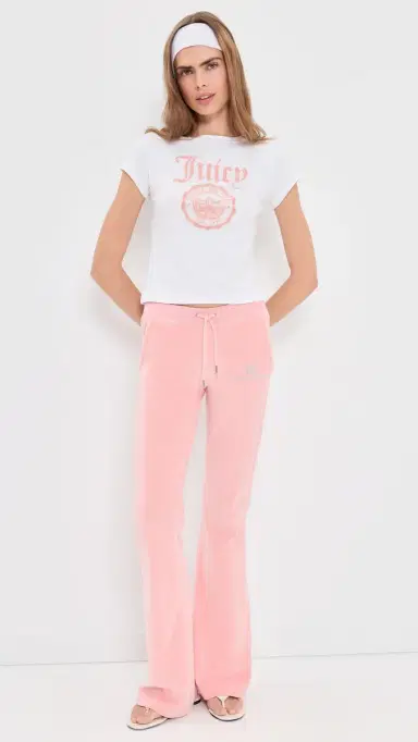Sporty & Rich x Juicy Couture Emblem Essentials Tee White/Rose S | Thumbnail 5