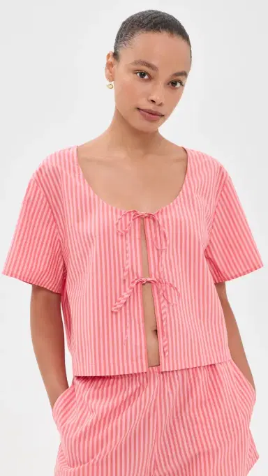 Lunya Airy Cotton Tie Front Top | Thumbnail 2