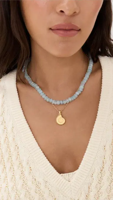 JIA JIA 14k Aquamarine Crystal Necklace Aqua One Size | Thumbnail 3