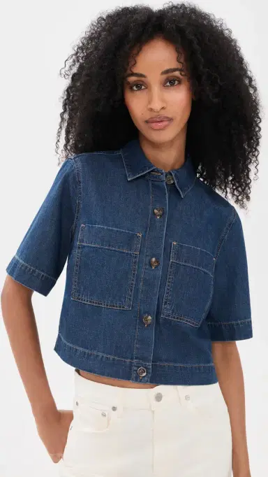 Veronica Beard Jean Spruce Button Down Shirt | Thumbnail 2 Veronica Beard Jean Spruce Button Down Shirt | Thumbnail 2