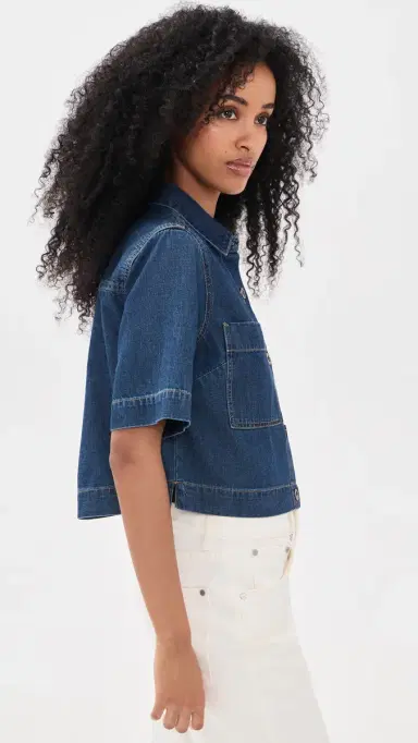 Veronica Beard Jean Spruce Button Down Shirt | Thumbnail 4 Veronica Beard Jean Spruce Button Down Shirt | Thumbnail 4