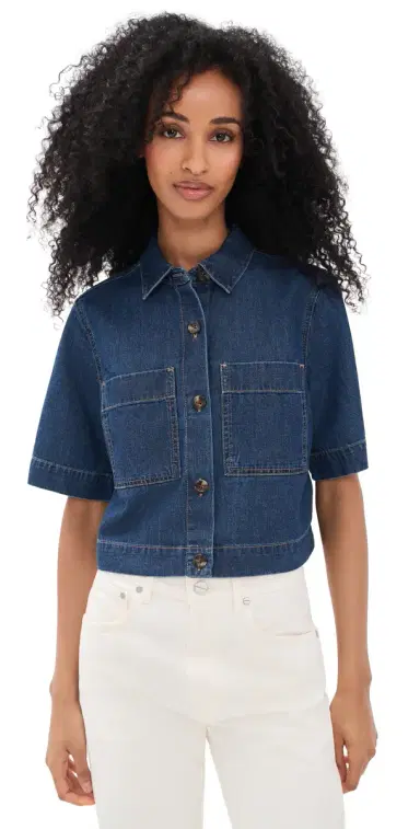 Veronica Beard Jean Spruce Button Down Shirt | Thumbnail 1 Veronica Beard Jean Spruce Button Down Shirt | Thumbnail 1