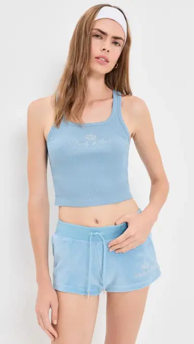 Sporty & Rich X Juicy Couture Crown Ribbed Tank Sky Blue M | Thumbnail 2