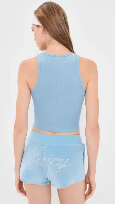 Sporty & Rich X Juicy Couture Crown Ribbed Tank Sky Blue M | Thumbnail 3