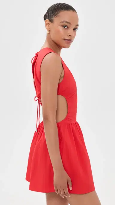 Solid & Striped The Sabine Mini Dress Lipstick Red L | Thumbnail 4