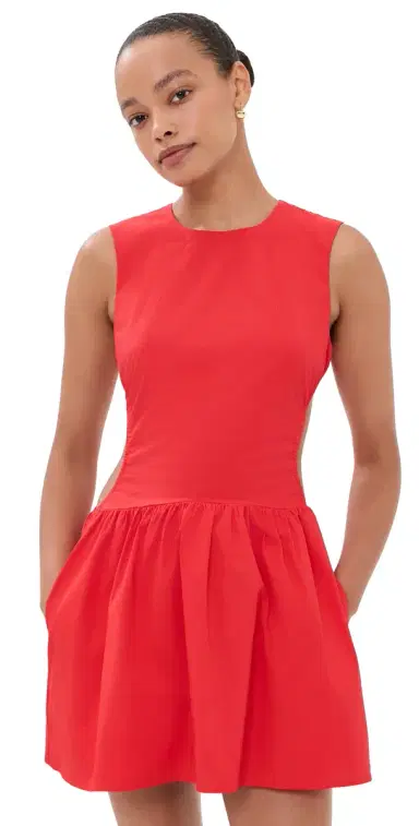 Solid & Striped The Sabine Mini Dress Lipstick Red L | Thumbnail 1