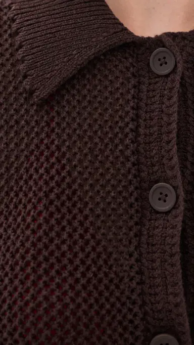 Marine Layer Crochet Button Down Chocolate M | Thumbnail 6