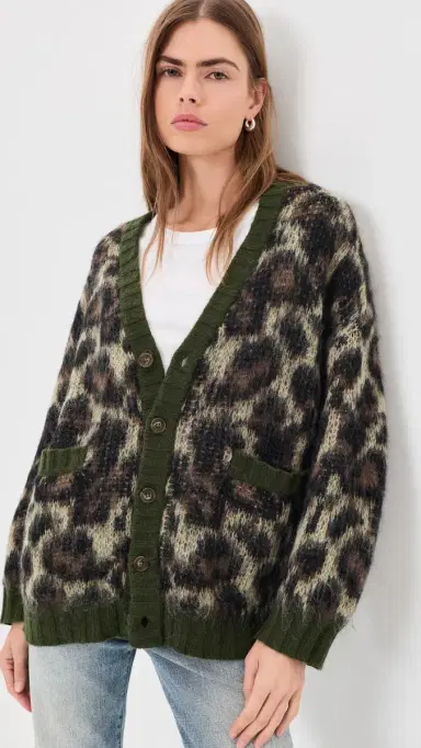 R13 Oversized Cardigan Brown Leopard ohair | Thumbnail 2