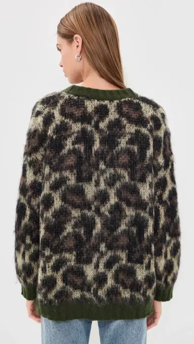 R13 Oversized Cardigan Brown Leopard ohair | Thumbnail 3