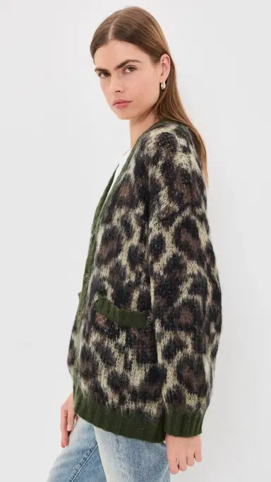 R13 Oversized Cardigan Brown Leopard ohair | Thumbnail 4